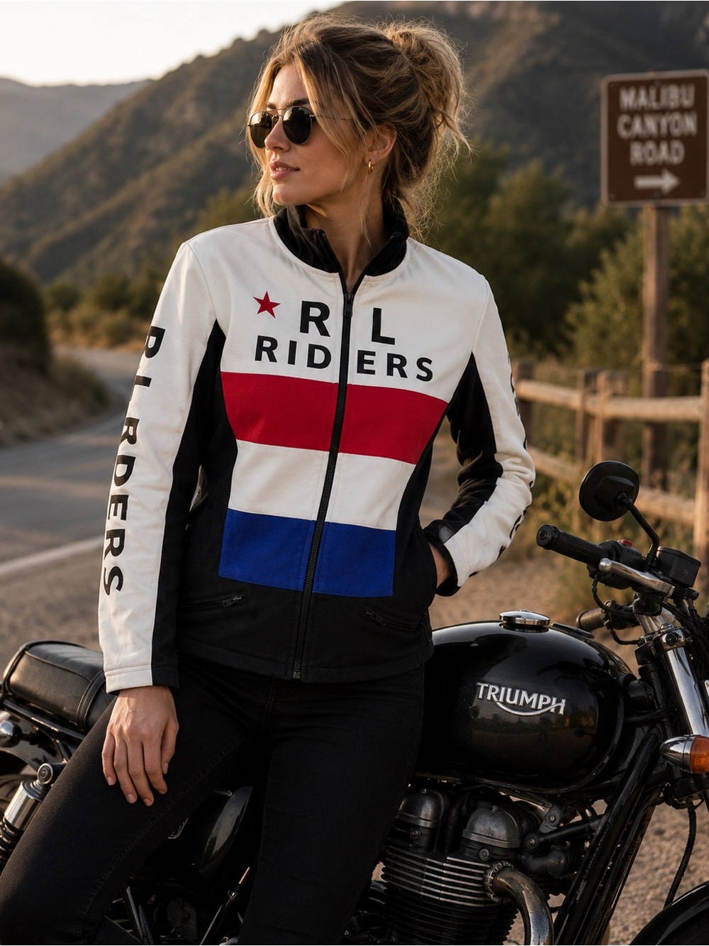 Rare Ralph Lauren Country RL Riders Colorblock Leather Jacket-Red, White, Blue